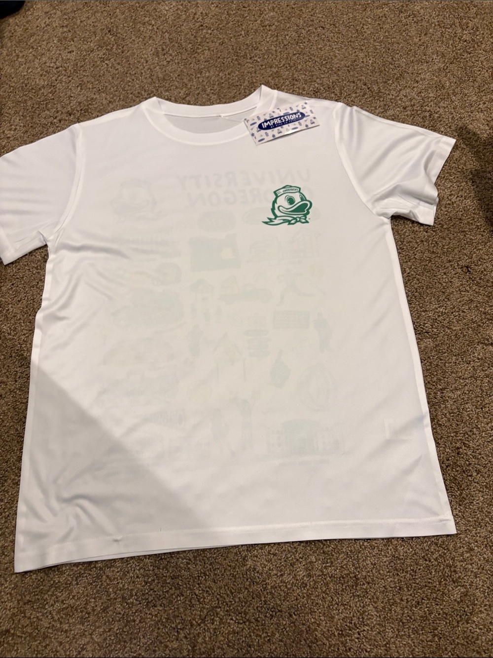 University of Oregon youth XL white athletic t shirt